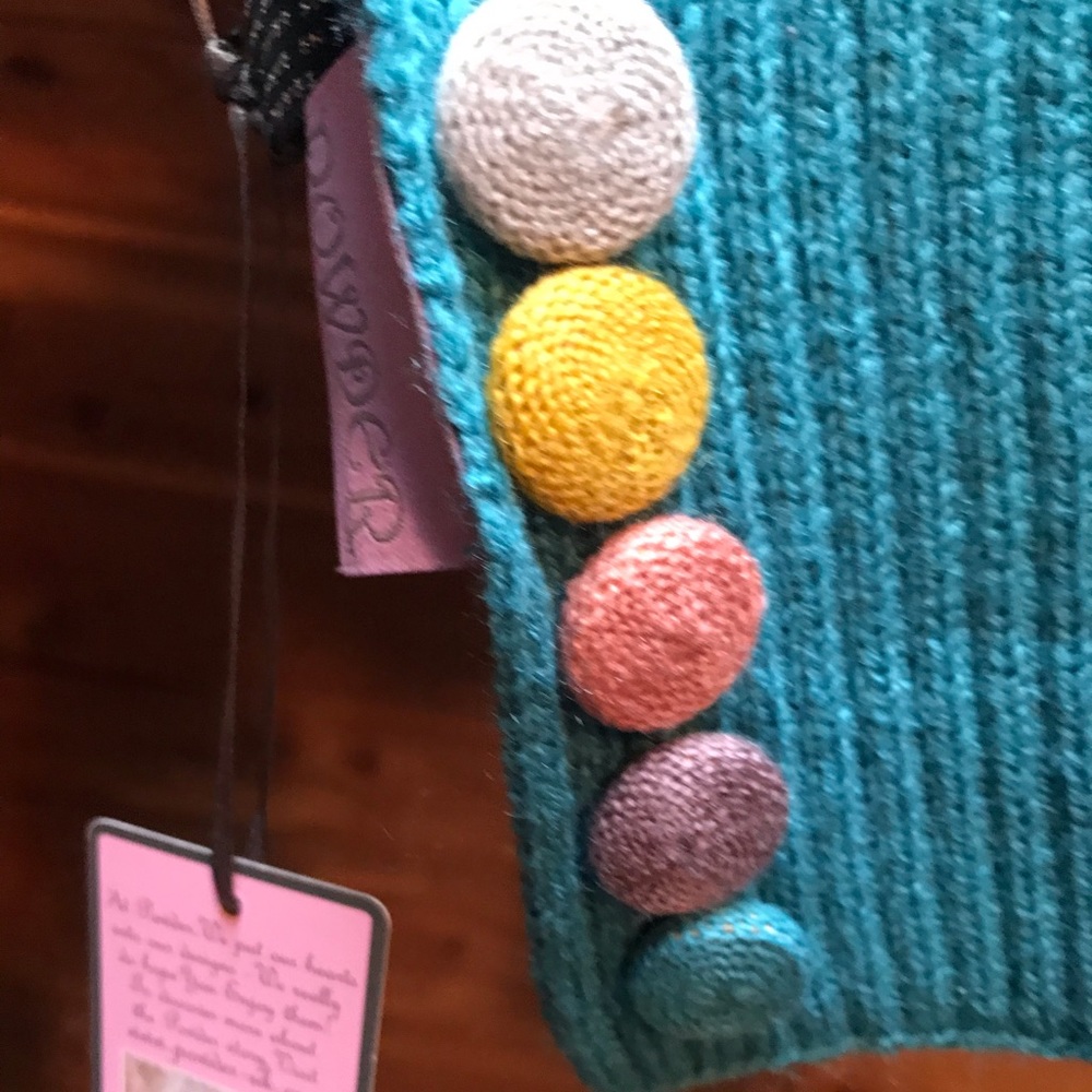 Long aqua knit scarf - Picture 2 of 3